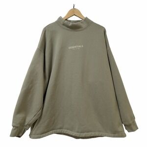 Fear of God Essentials Mockneck Logo Pullover Sweatshirt Size XL Seafoam Relaxed